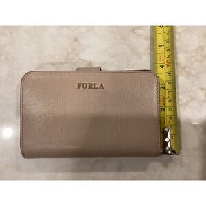 Furla Wallet Snap Closure‎ Card Holder Beige Leather Small